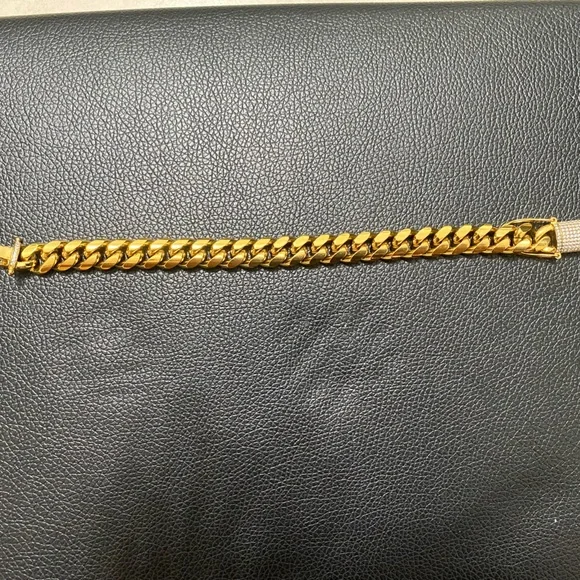 18k CUBAN LINK CHAIN AND BRACELET 18k GOLD PLATED 30" 9.5mm - Picture 3 of 16